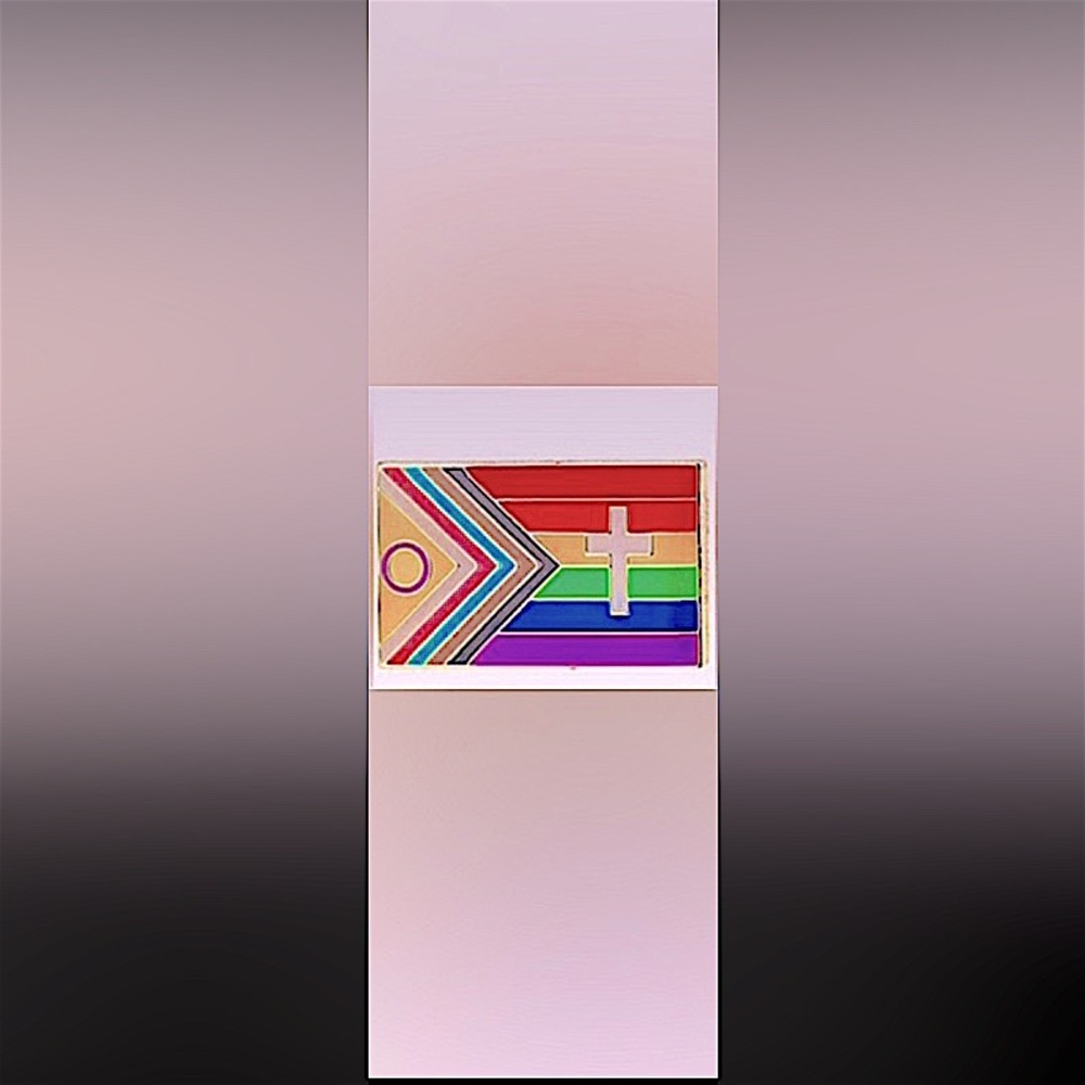 1 LGBTQ+ 🏳️‍🌈 Intersex-Inclusive Progress Pride Lapel Flag Pin with a Cross